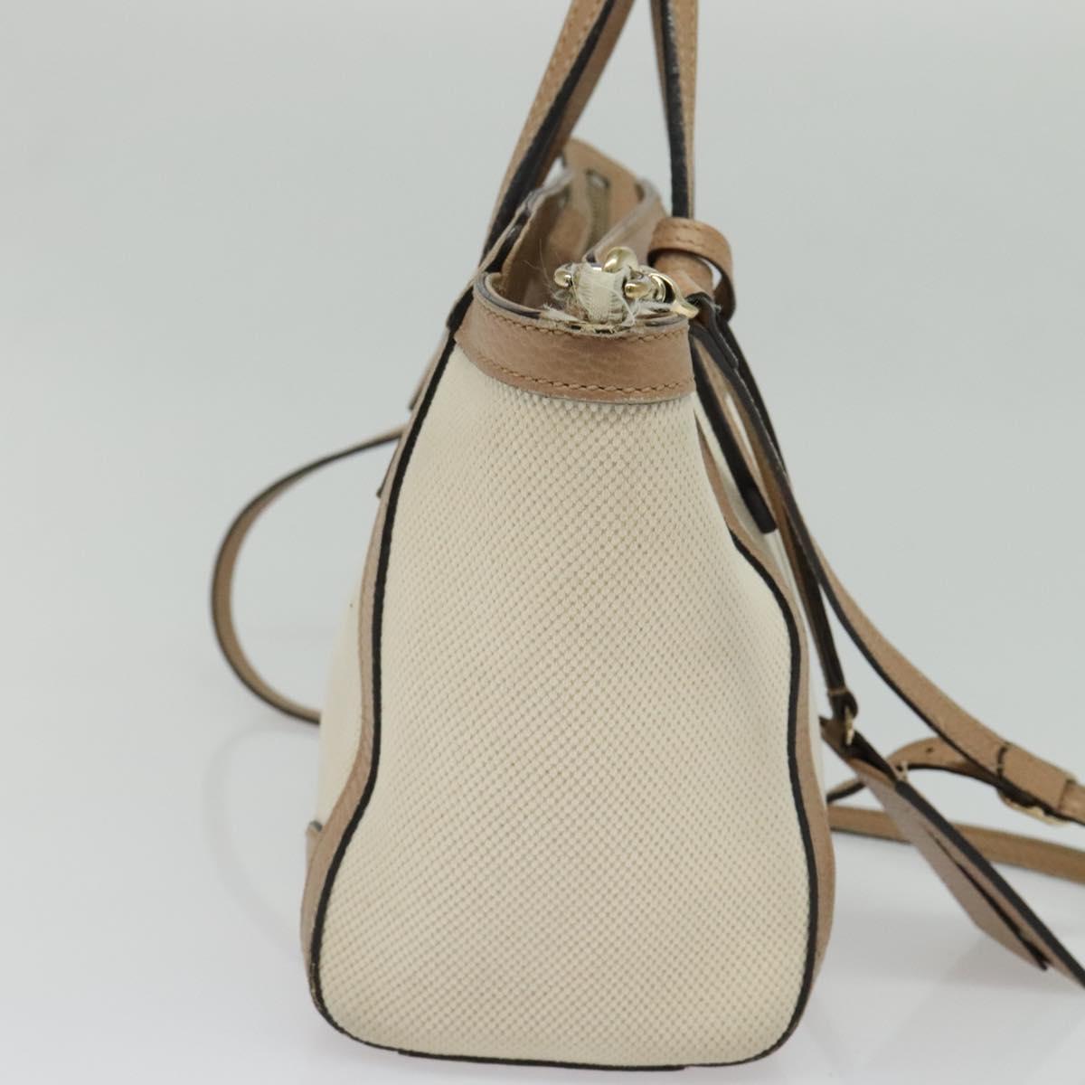 GUCCI Mini Swing Hand Bag Canvas 2way White Gold Auth ep10692