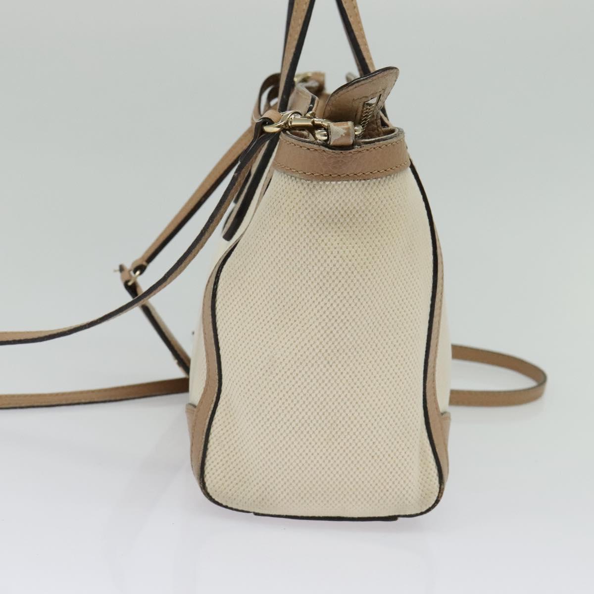 GUCCI Mini Swing Hand Bag Canvas 2way White Gold Auth ep10692