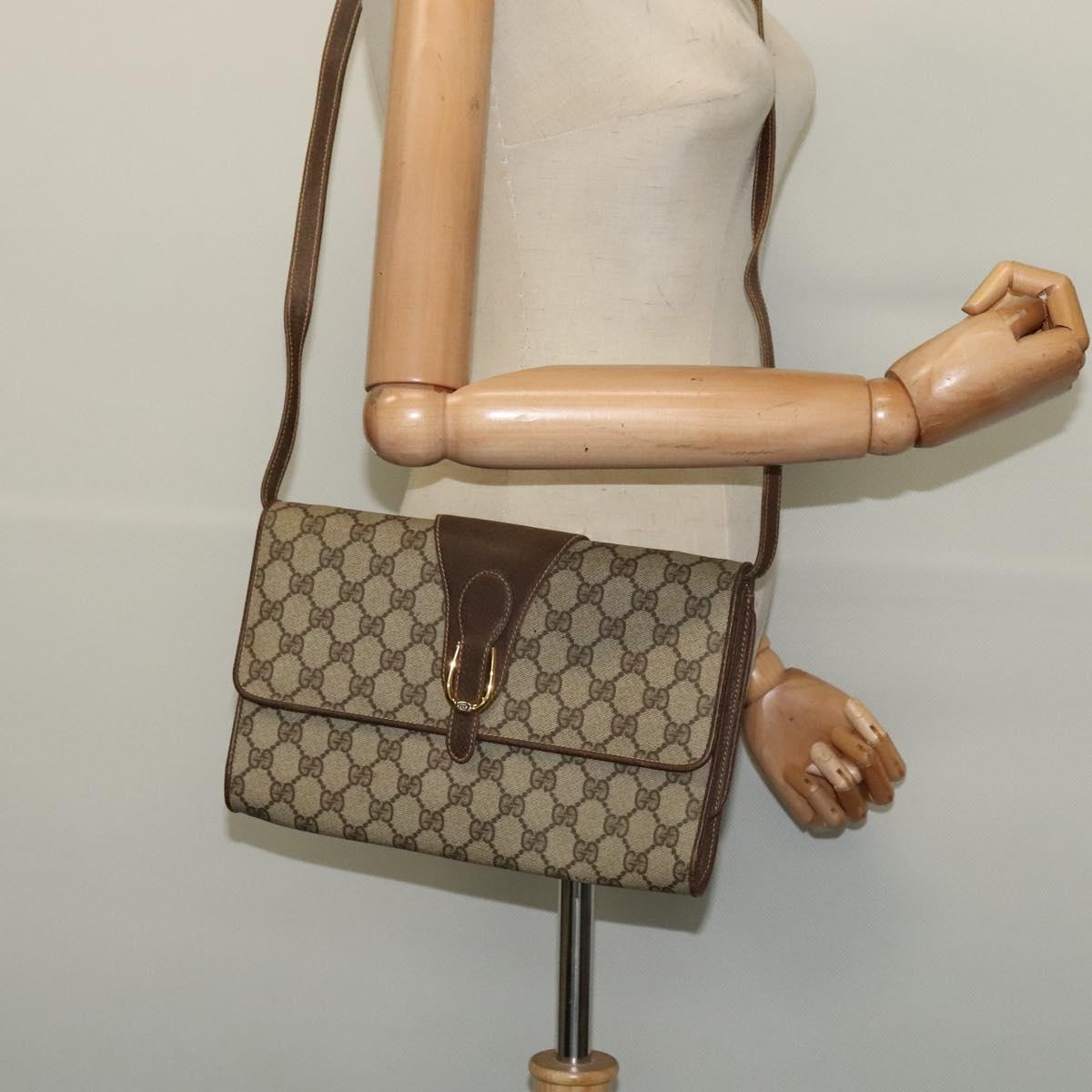 GUCCI GG Supreme Shoulder Bag PVC Beige Gold 904 02 050 Auth ep10698