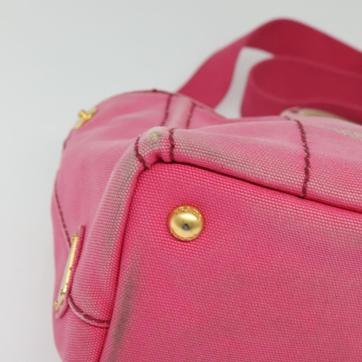 PRADA Canapa PM Hand Bag Canvas 2way Pink Gold Auth ep10705