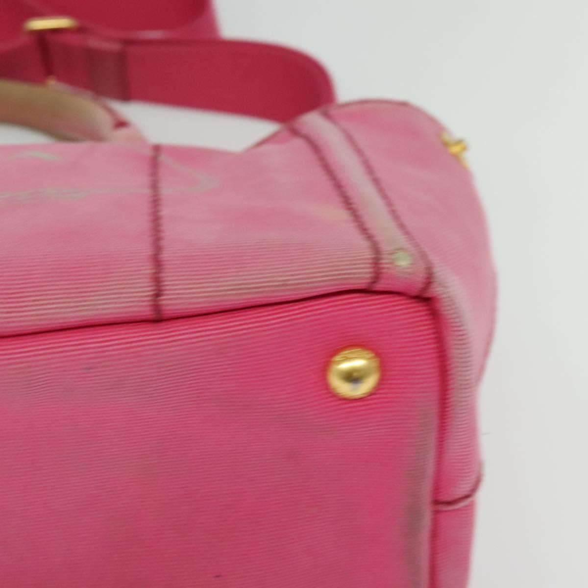 PRADA Canapa PM Hand Bag Canvas 2way Pink Gold Auth ep10705