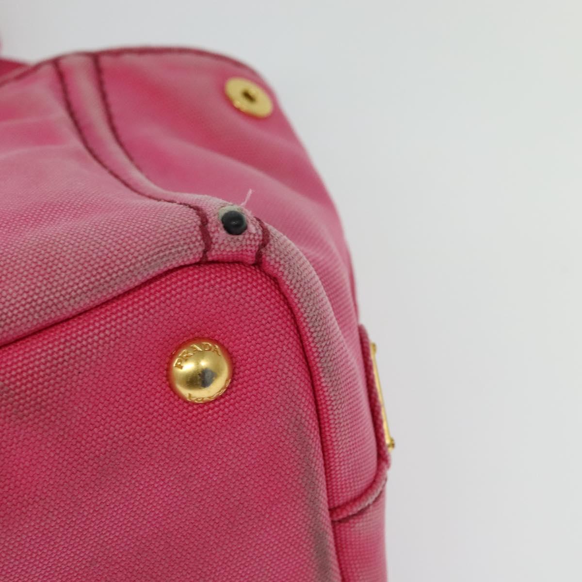 PRADA Canapa PM Hand Bag Canvas 2way Pink Gold Auth ep10705