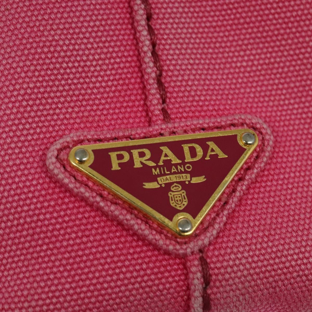 PRADA Canapa PM Hand Bag Canvas 2way Pink Gold Auth ep10705