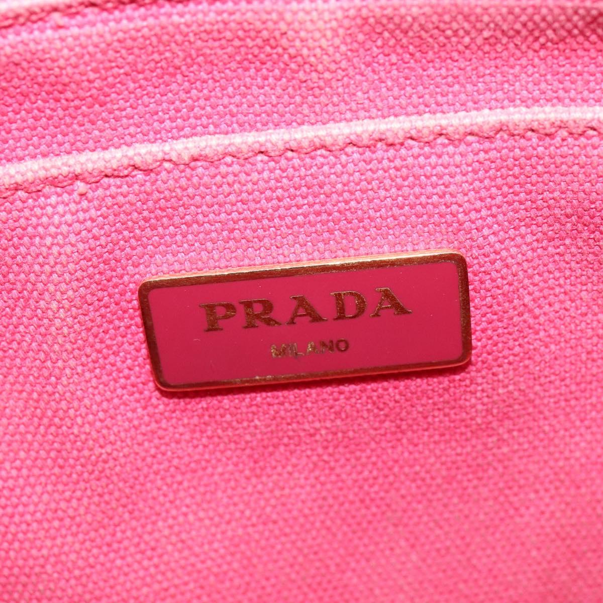 PRADA Canapa PM Hand Bag Canvas 2way Pink Gold Auth ep10705