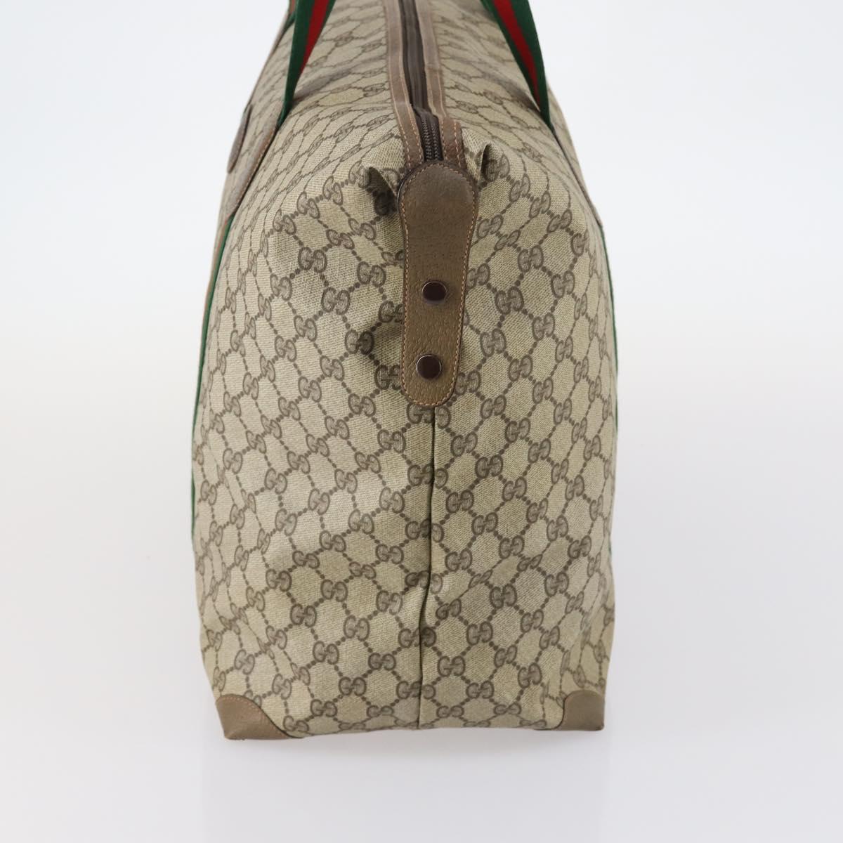 GUCCI GG Supreme Web Sherry Line Boston Bag PVC Beige Red 89 19 012 Auth ep10707