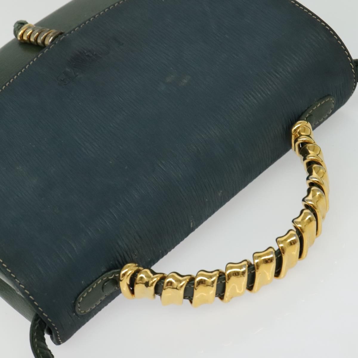 LOEWE Velazquez Hand Bag Leather 2way Green Gold Auth ep10716