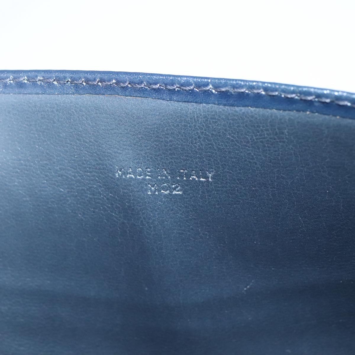 CELINE Macadam Canvas Clutch Bag PVC Navy Gold Auth ep10721