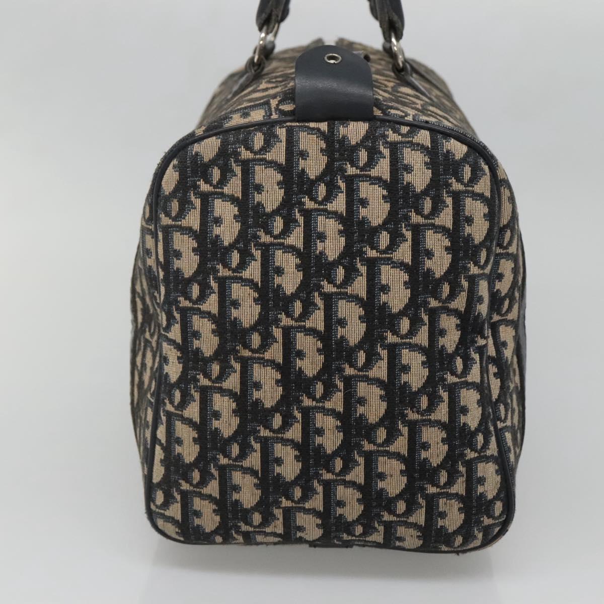 Christian Dior Trotter Canvas Boston Bag Navy Silver Auth ep10723