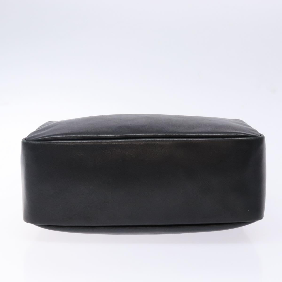 GUCCI Bamboo Hand Bag Leather Black Gold 000 3444 0575 Auth ep10729