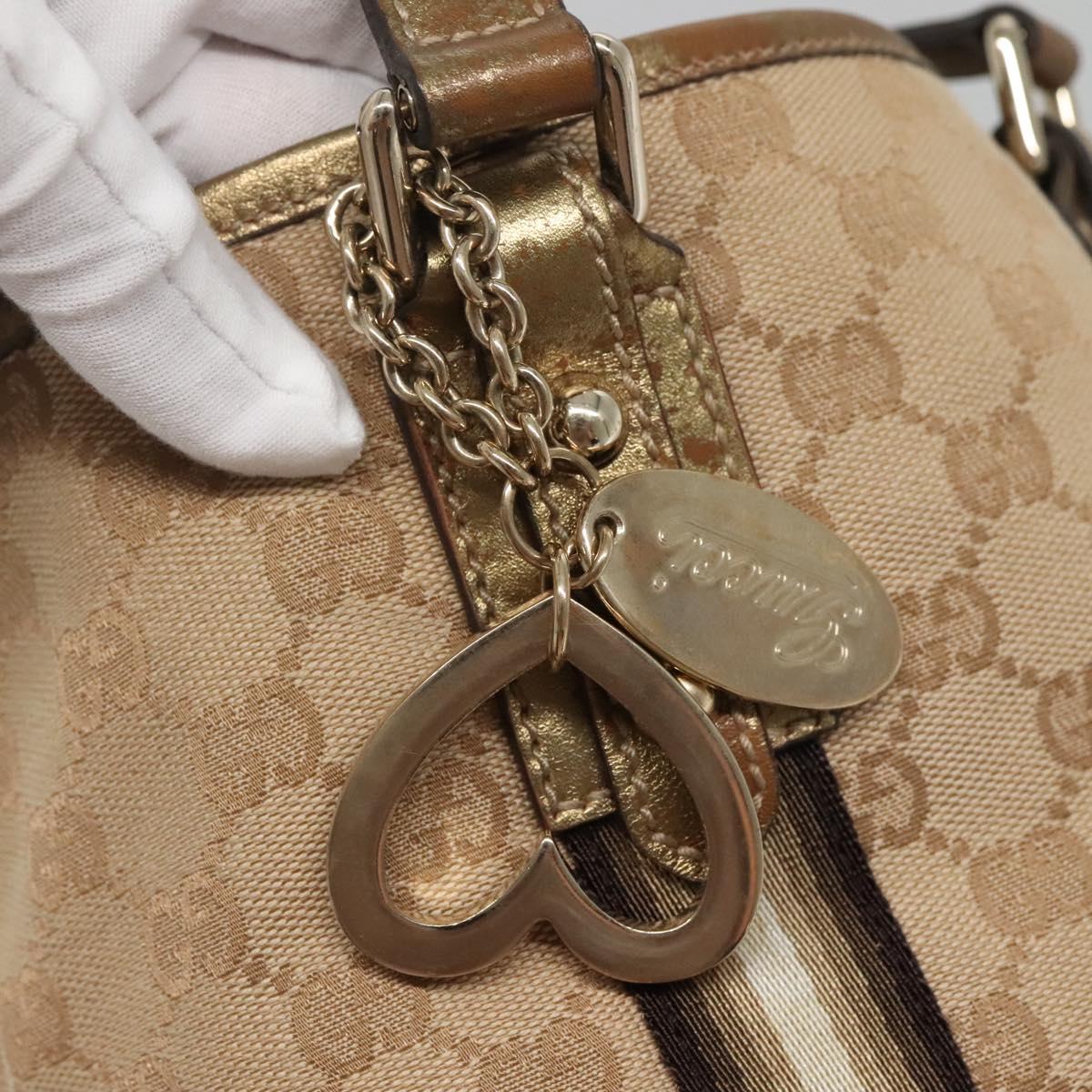GUCCI GG Canvas Hand Bag Beige Gold 139261 Auth ep10747