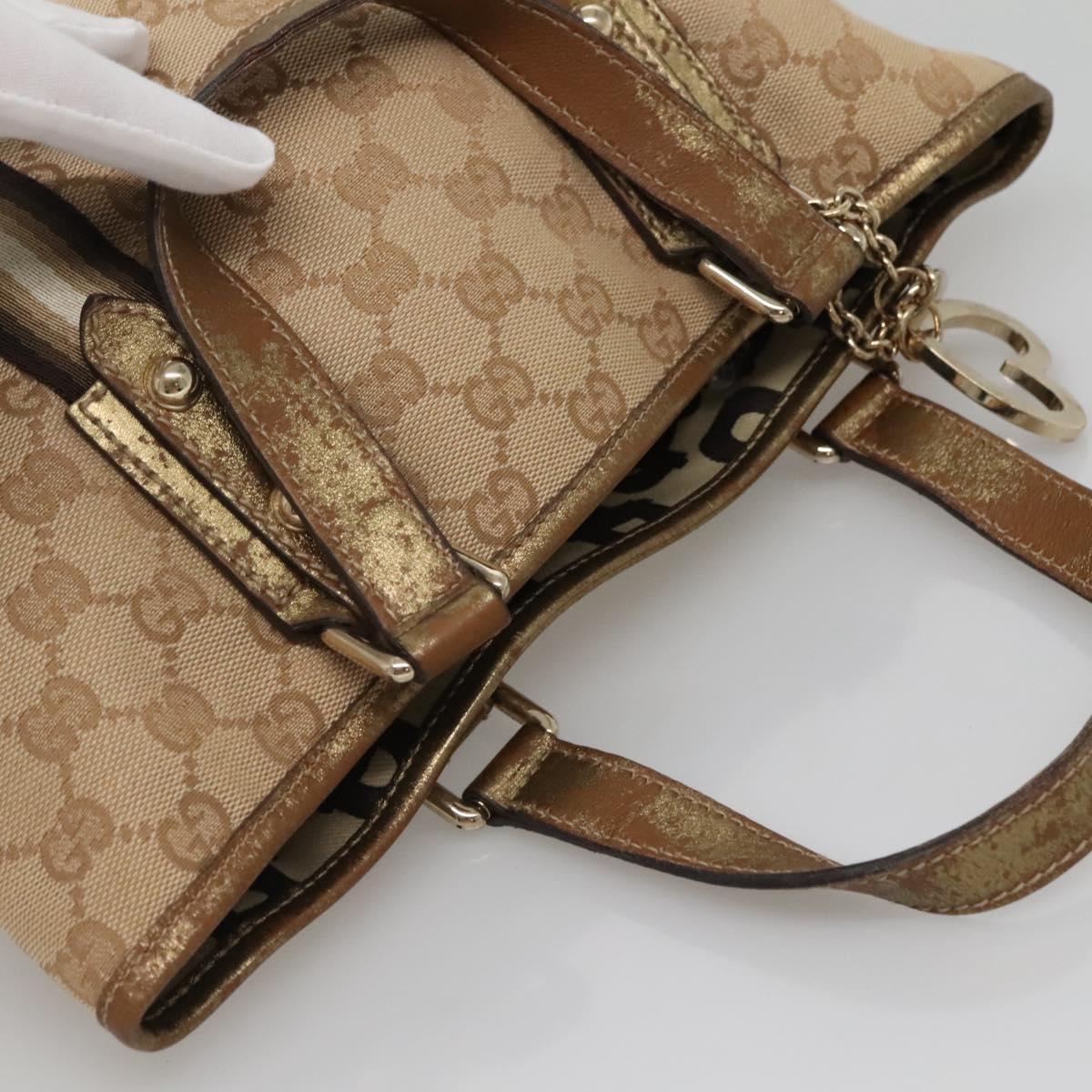 GUCCI GG Canvas Hand Bag Beige Gold 139261 Auth ep10747