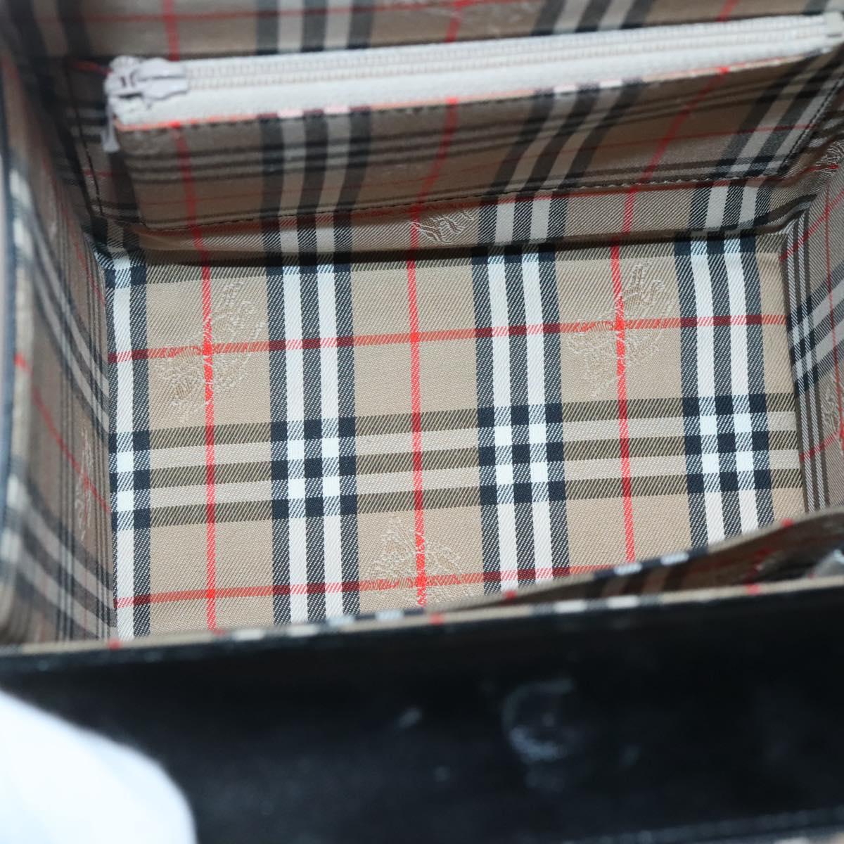 Burberrys Hand Bag Leather Black Silver Auth ep10754