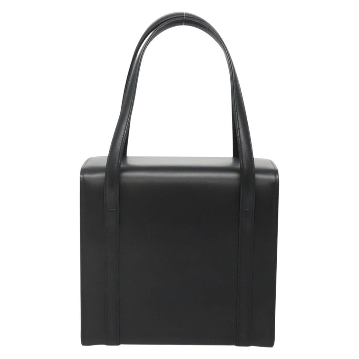 Burberrys Hand Bag Leather Black Silver Auth ep10754