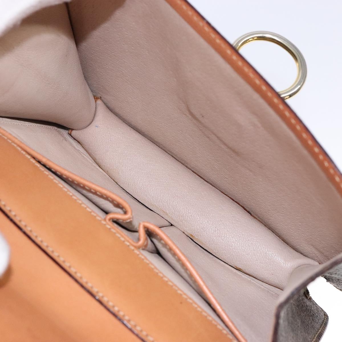 CELINE Macadam Canvas Hand Bag PVC Leather Brown Gold Auth ep10759