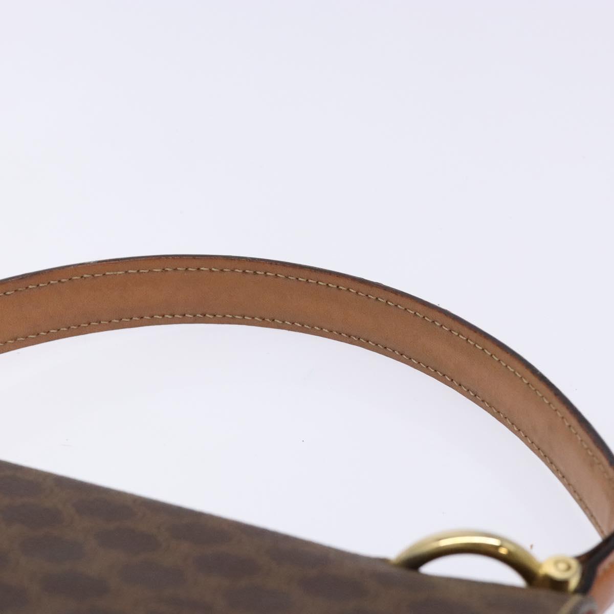 CELINE Macadam Canvas Hand Bag PVC Leather Brown Gold Auth ep10759