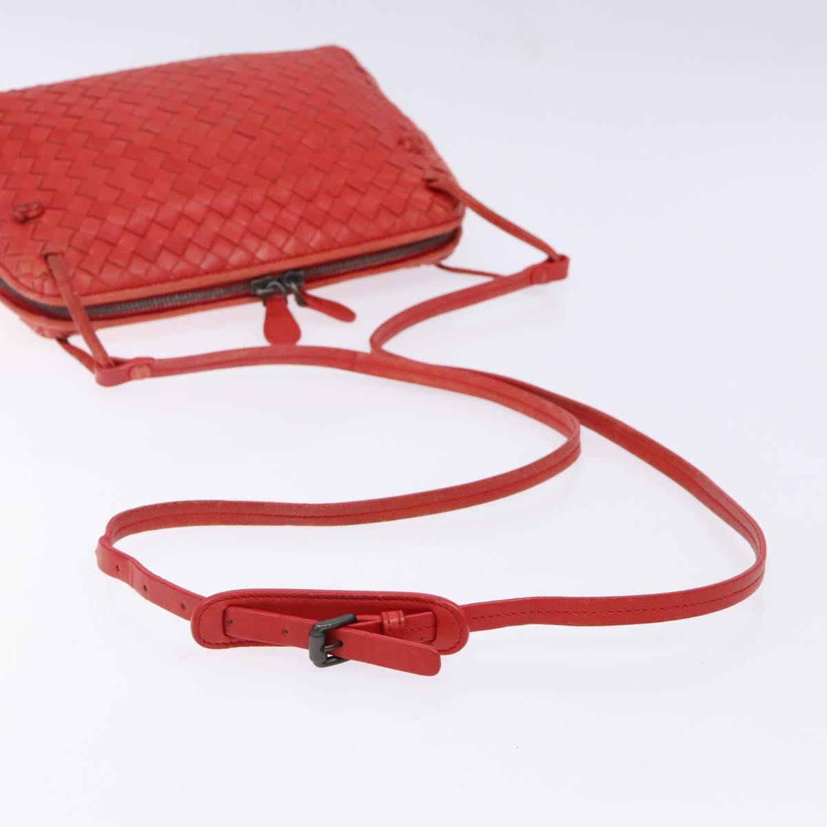 BOTTEGA VENETA INTRECCIATO Shoulder Bag Leather Red Auth ep10760