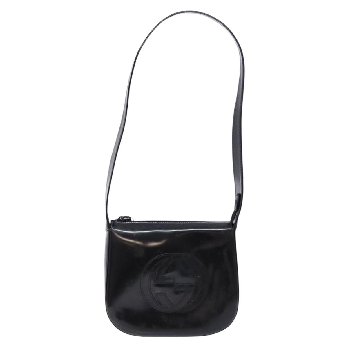 GUCCI Shoulder Bag Patent leather Black Silver 007 2046 0250 Auth ep10775