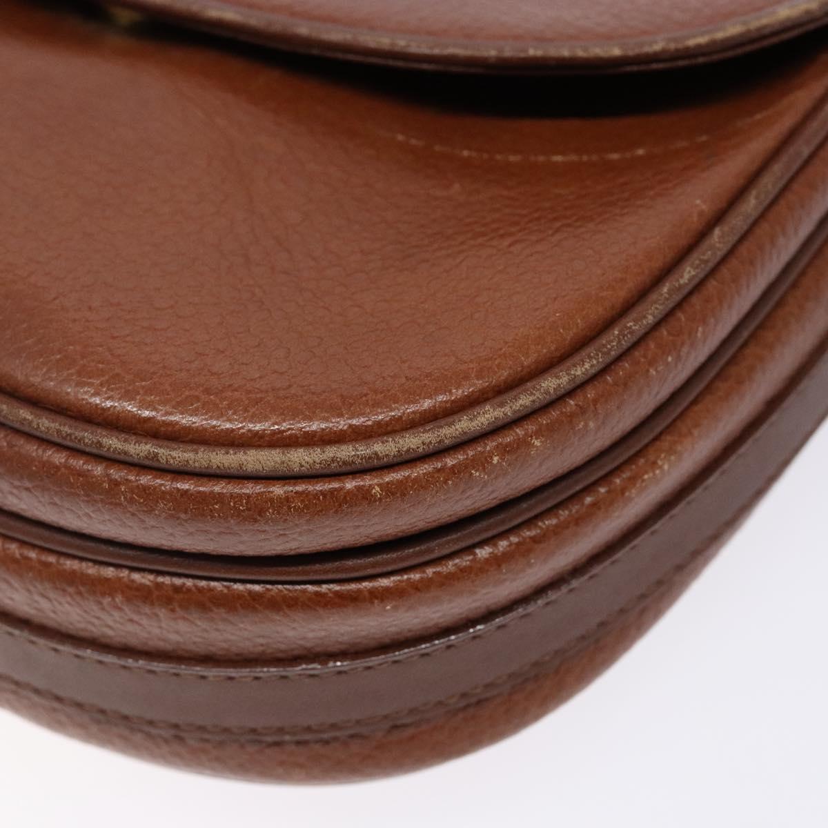 Burberrys Shoulder Bag Leather Brown Gold Auth ep10776