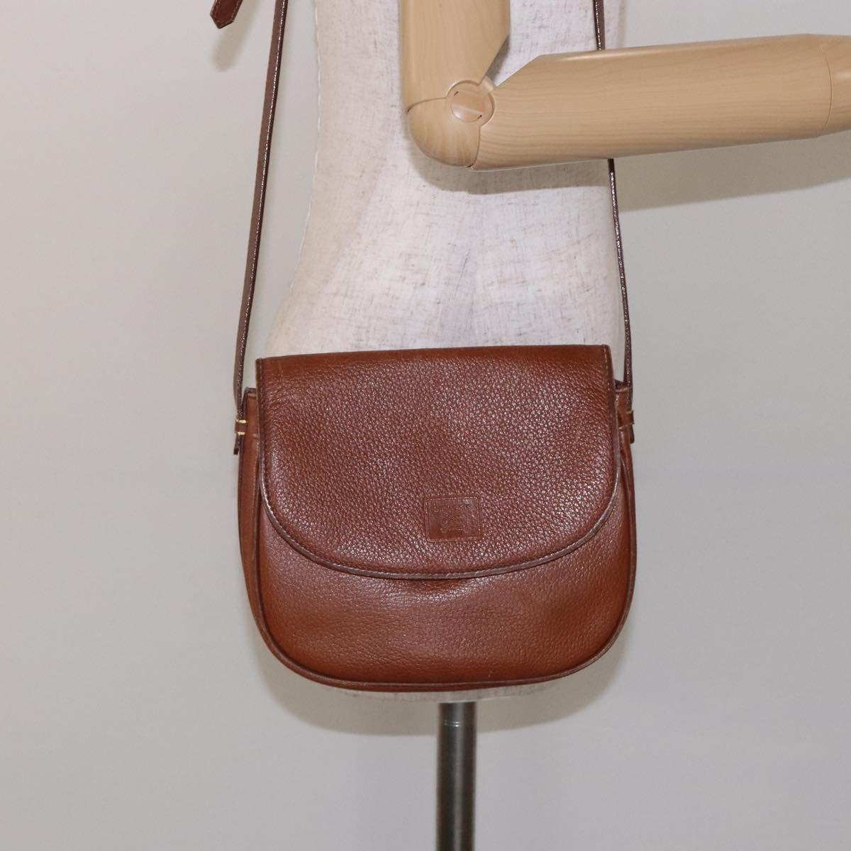 Burberrys Shoulder Bag Leather Brown Gold Auth ep10776