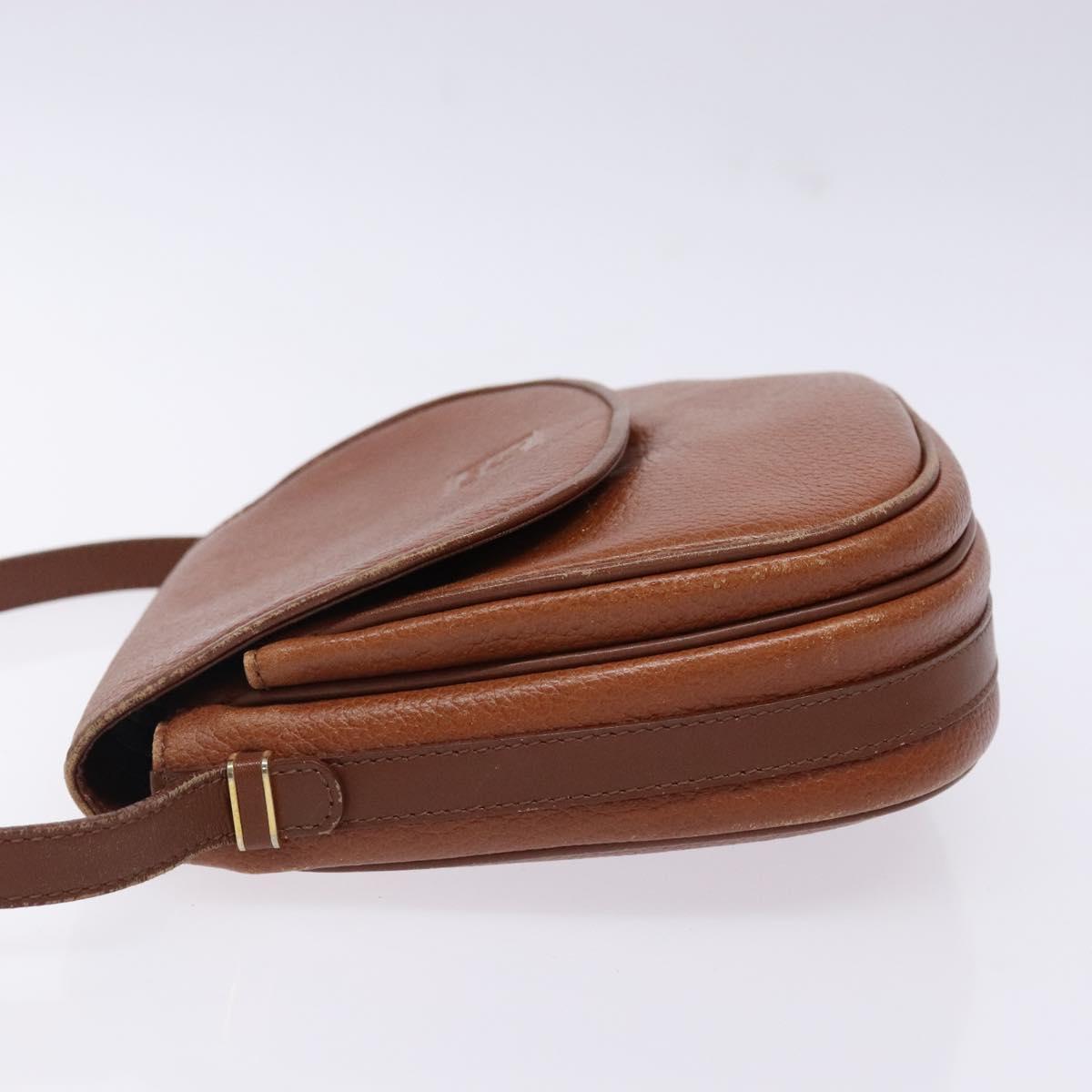 Burberrys Shoulder Bag Leather Brown Gold Auth ep10776