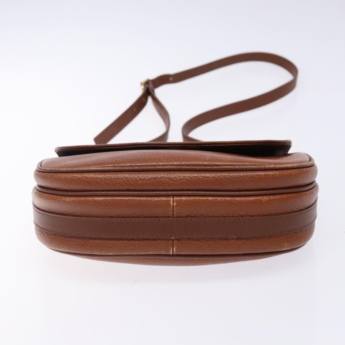 Burberrys Shoulder Bag Leather Brown Gold Auth ep10776
