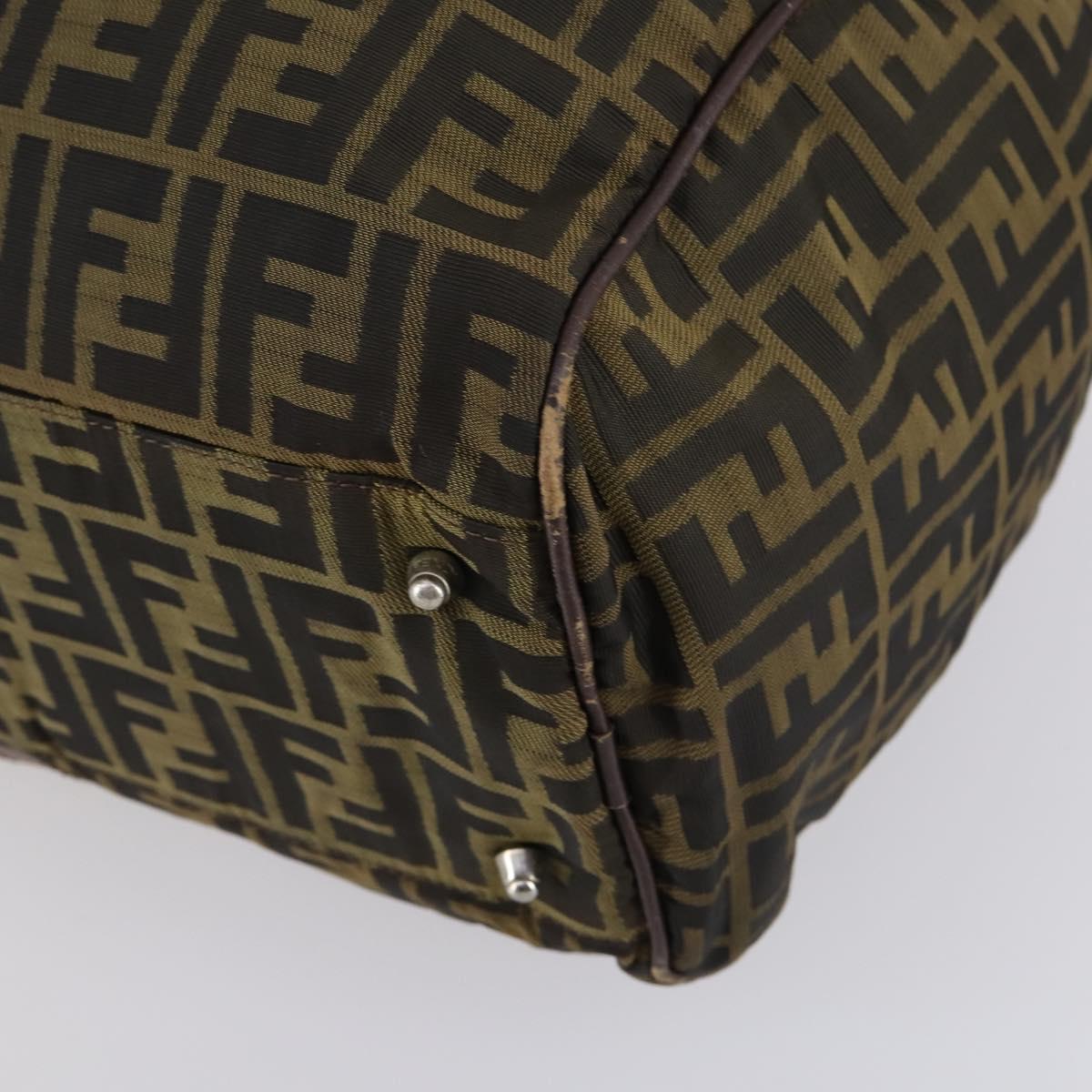 FENDI Zucca Canvas Boston Bag Black Brown Auth ep10777