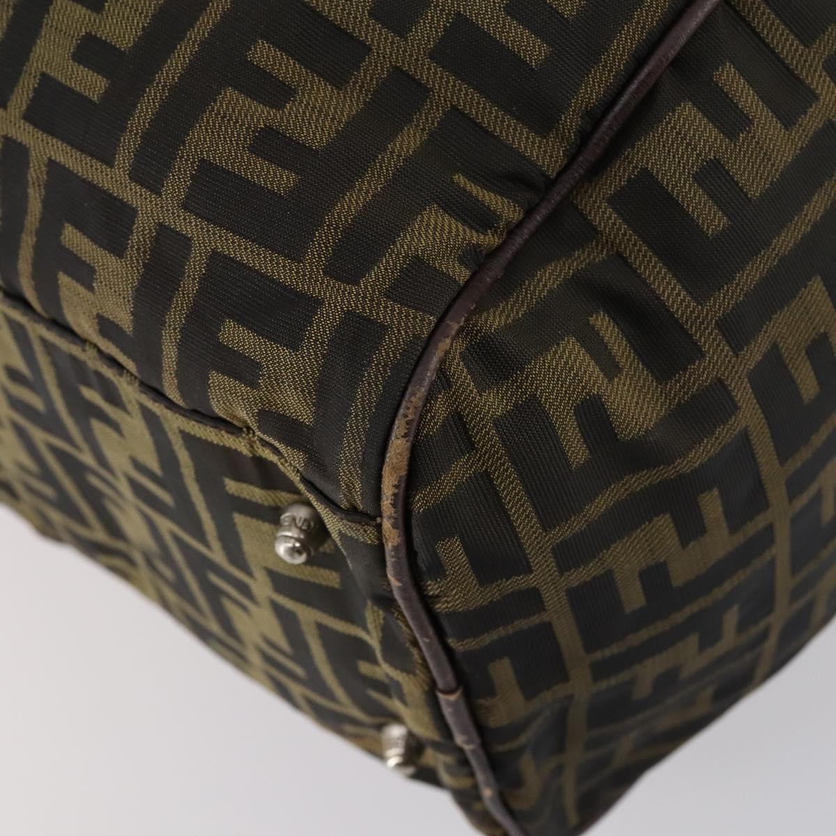 FENDI Zucca Canvas Boston Bag Black Brown Auth ep10777