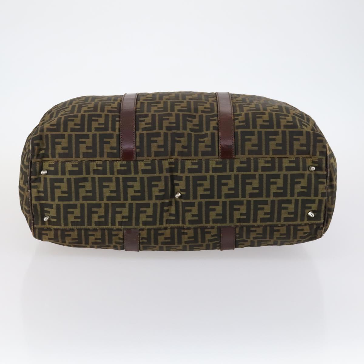 FENDI Zucca Canvas Boston Bag Black Brown Auth ep10777