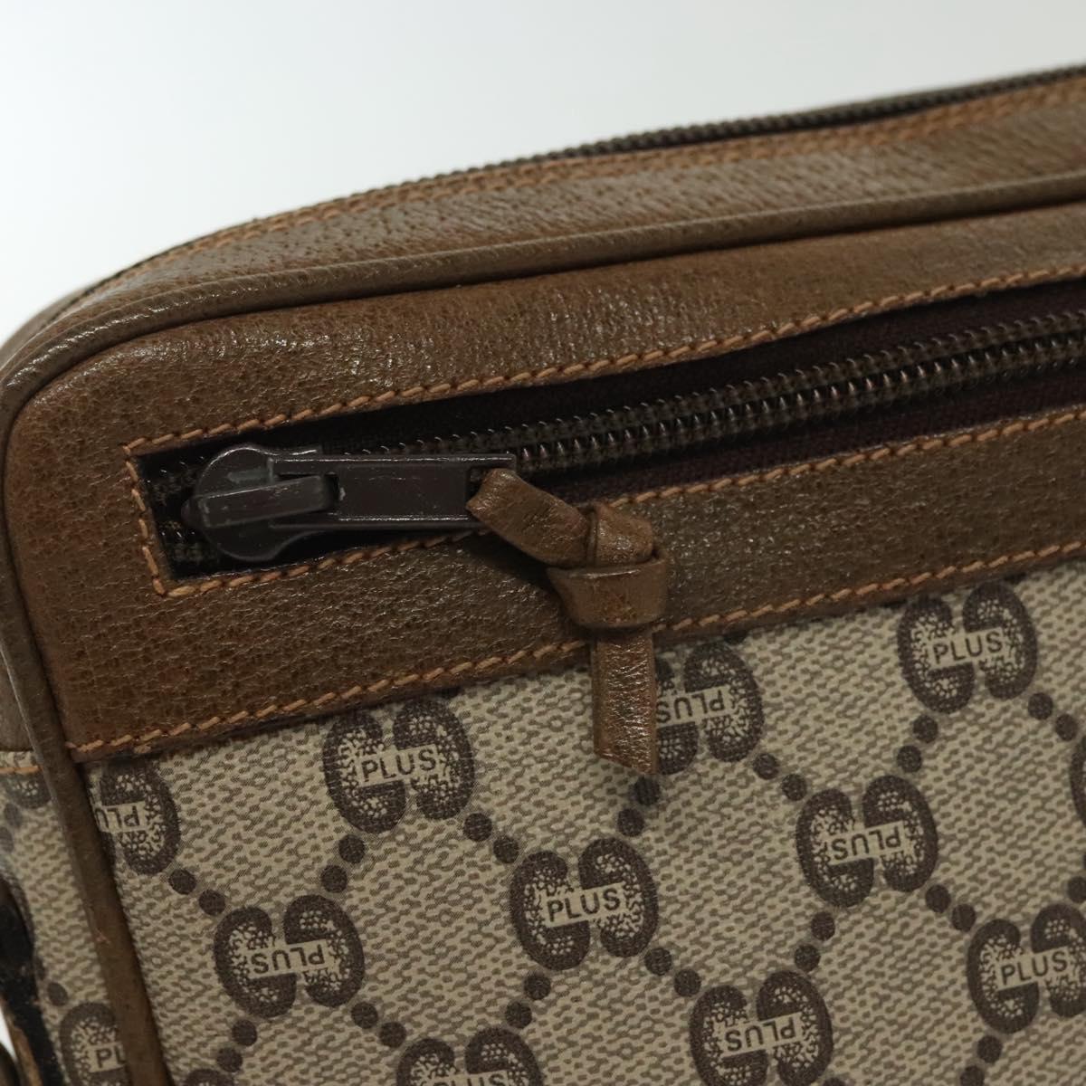 GUCCI GG Plus Supreme Clutch Bag PVC Beige Gold Auth ep10780