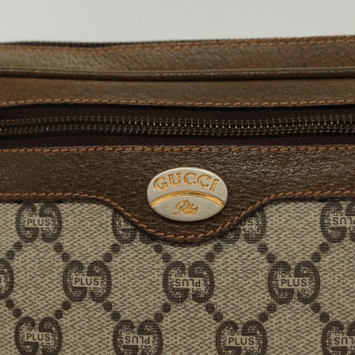 GUCCI GG Plus Supreme Clutch Bag PVC Beige Gold Auth ep10780