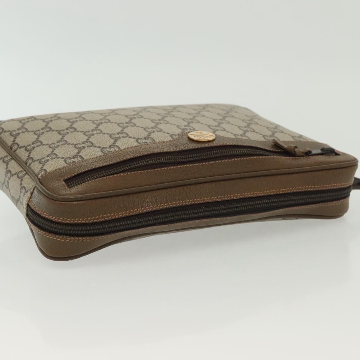 GUCCI GG Plus Supreme Clutch Bag PVC Beige Gold Auth ep10780