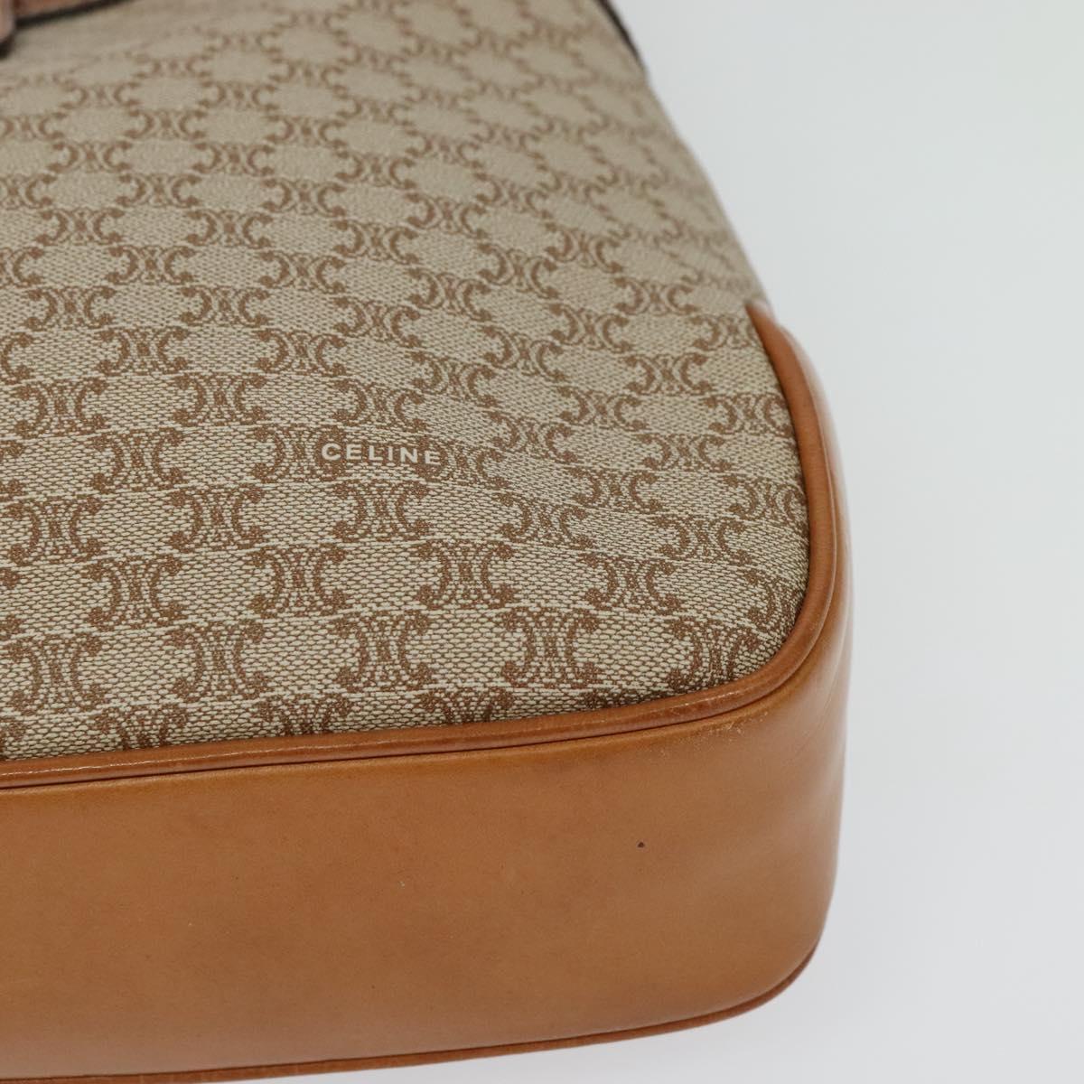 CELINE Macadam Canvas Shoulder Bag PVC Beige Gold Auth ep10790