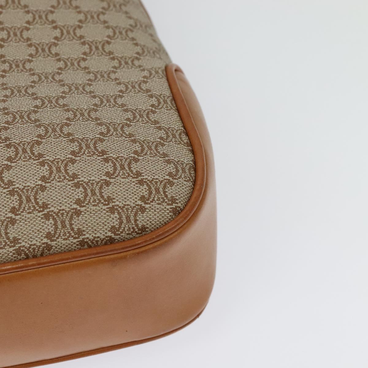 CELINE Macadam Canvas Shoulder Bag PVC Beige Gold Auth ep10790