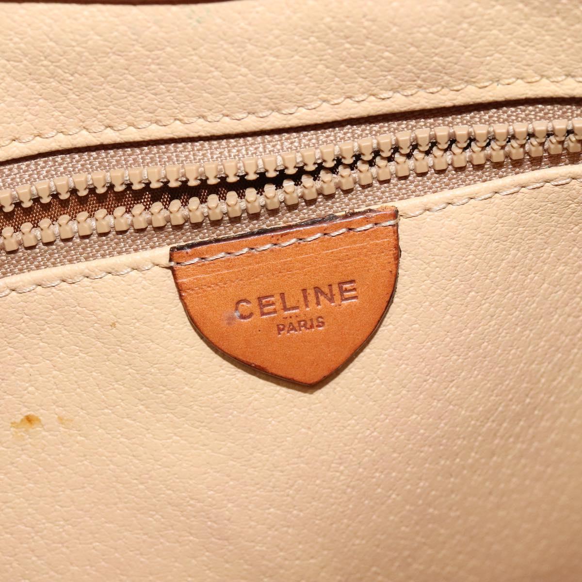 CELINE Macadam Canvas Shoulder Bag PVC Beige Gold Auth ep10790