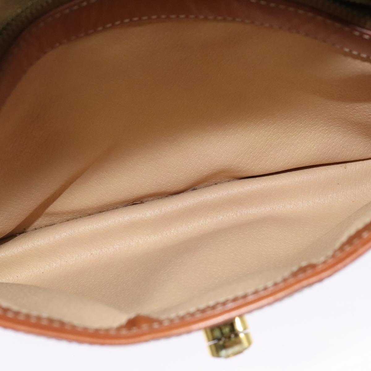 CELINE Macadam Canvas Shoulder Bag PVC Beige Gold Auth ep10790