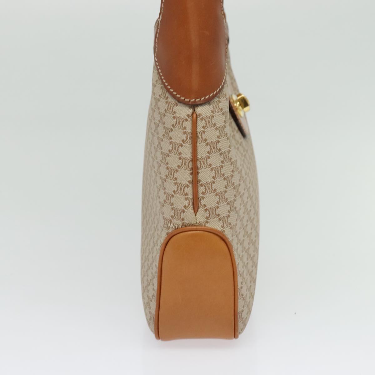 CELINE Macadam Canvas Shoulder Bag PVC Beige Gold Auth ep10790