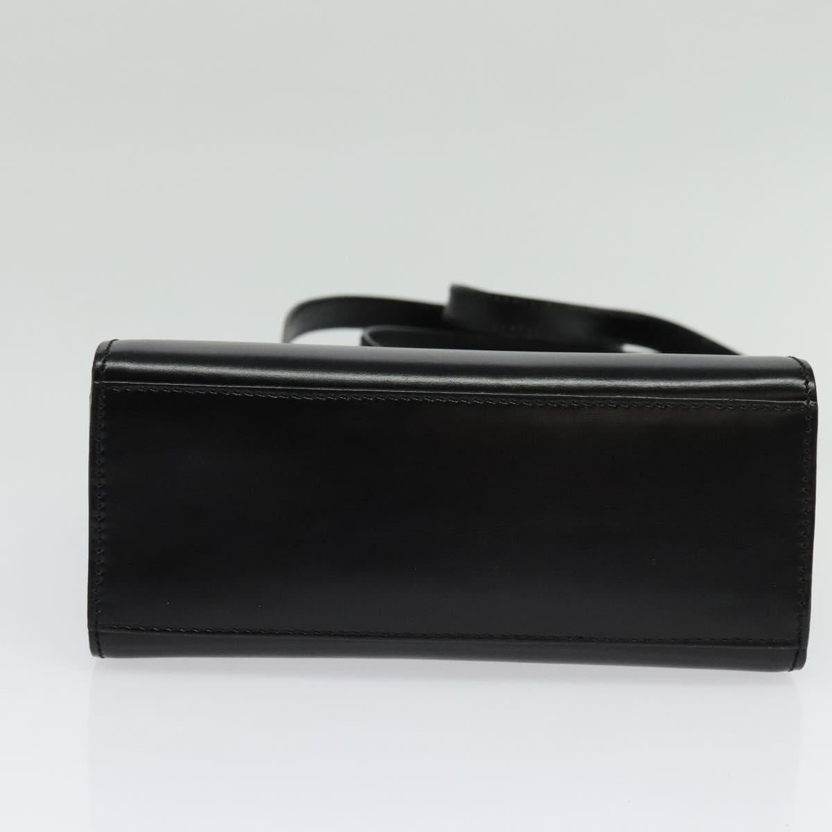 CELINE Hand Bag Leather 2way Black Gold Auth ep10800