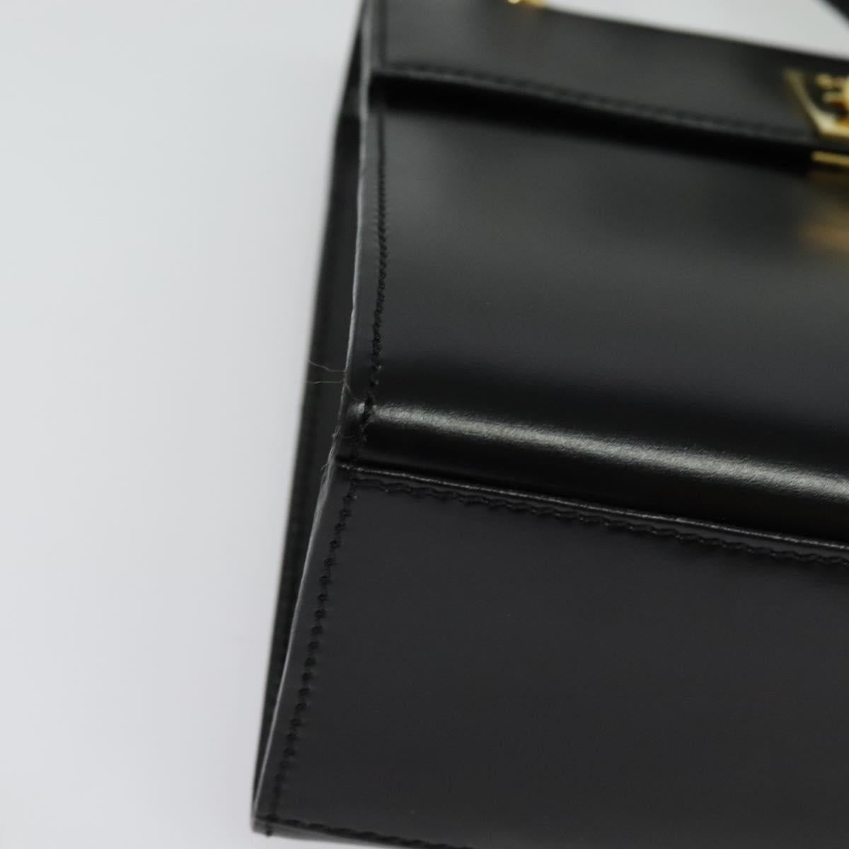 CELINE Hand Bag Leather 2way Black Gold Auth ep10800