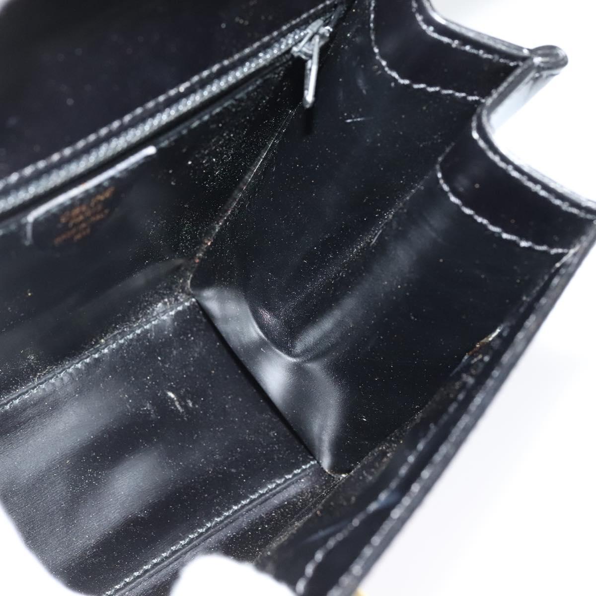 CELINE Hand Bag Leather 2way Black Gold Auth ep10800