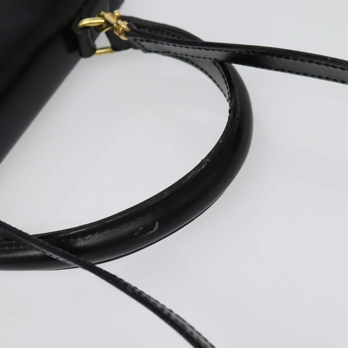 CELINE Hand Bag Leather 2way Black Gold Auth ep10800