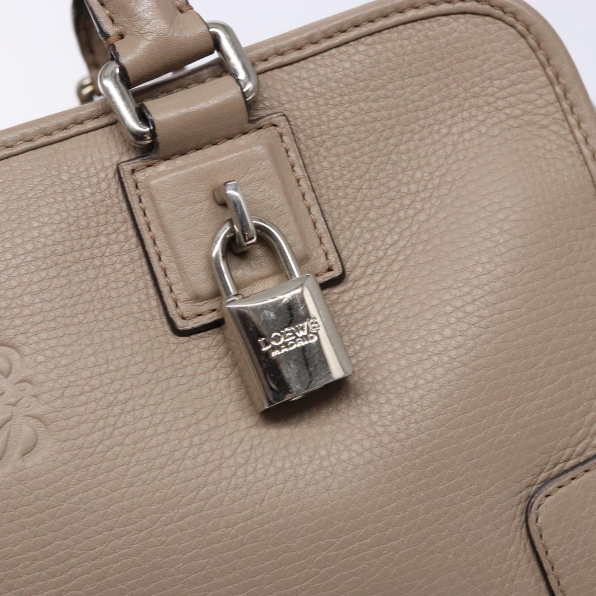 LOEWE Anagram Americana 28 Hand Bag Leather Gray Silver Auth ep10807