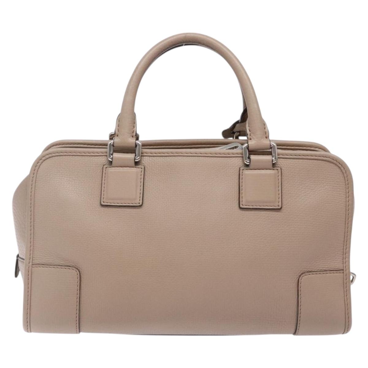 LOEWE Anagram Americana 28 Hand Bag Leather Gray Silver Auth ep10807