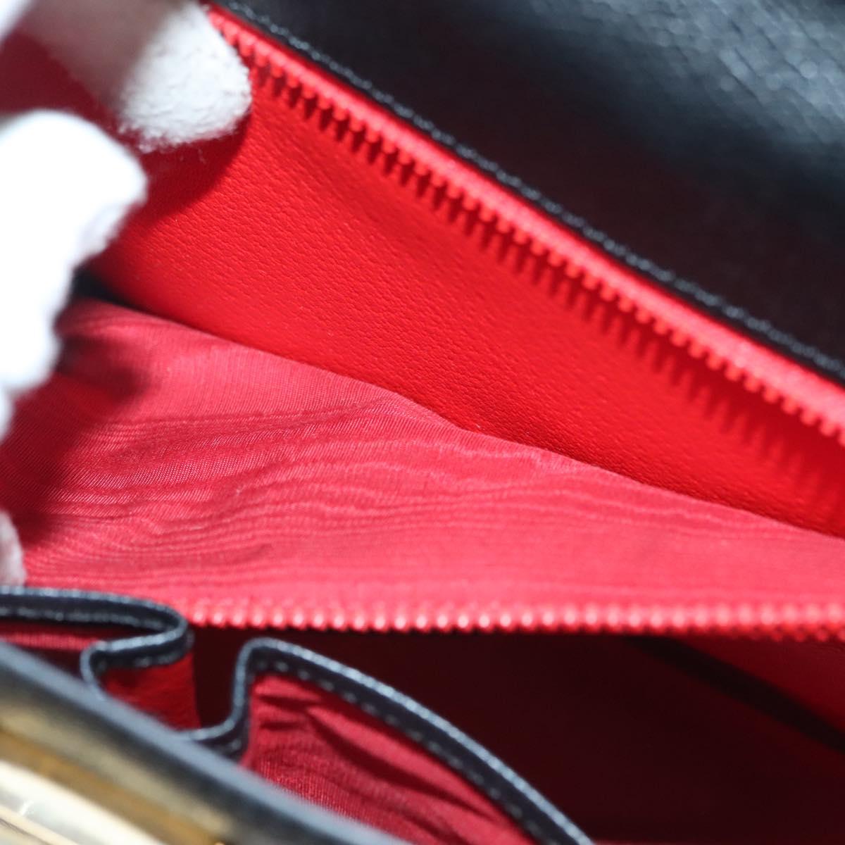 CELINE Hand Bag Leather Black Gold Auth ep10817