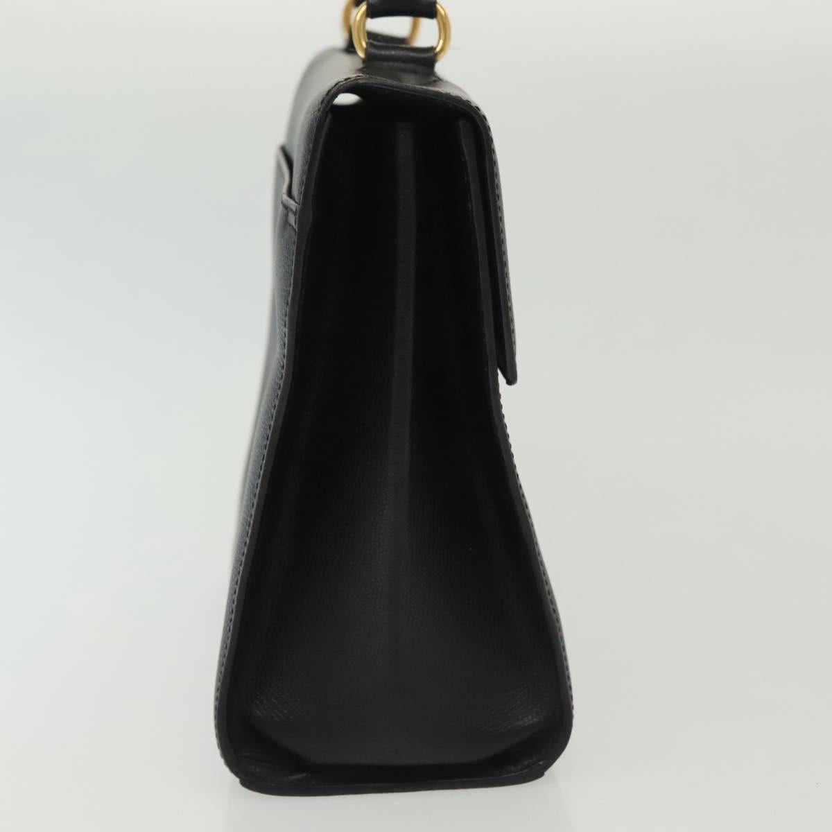 CELINE Hand Bag Leather Black Gold Auth ep10817