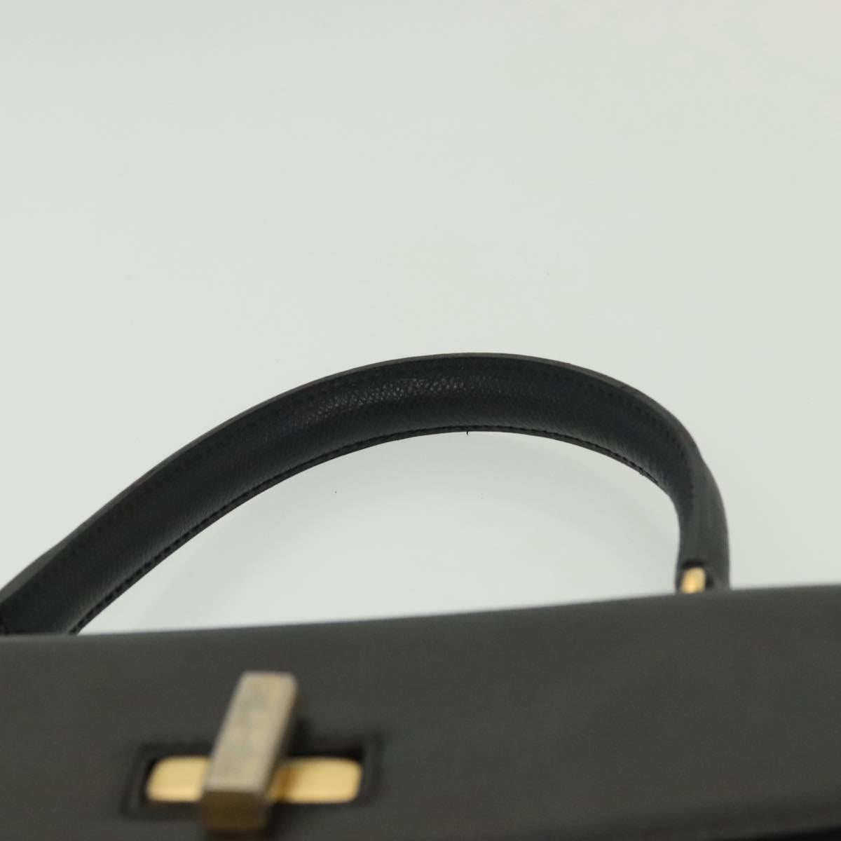 CELINE Hand Bag Leather Black Gold Auth ep10817