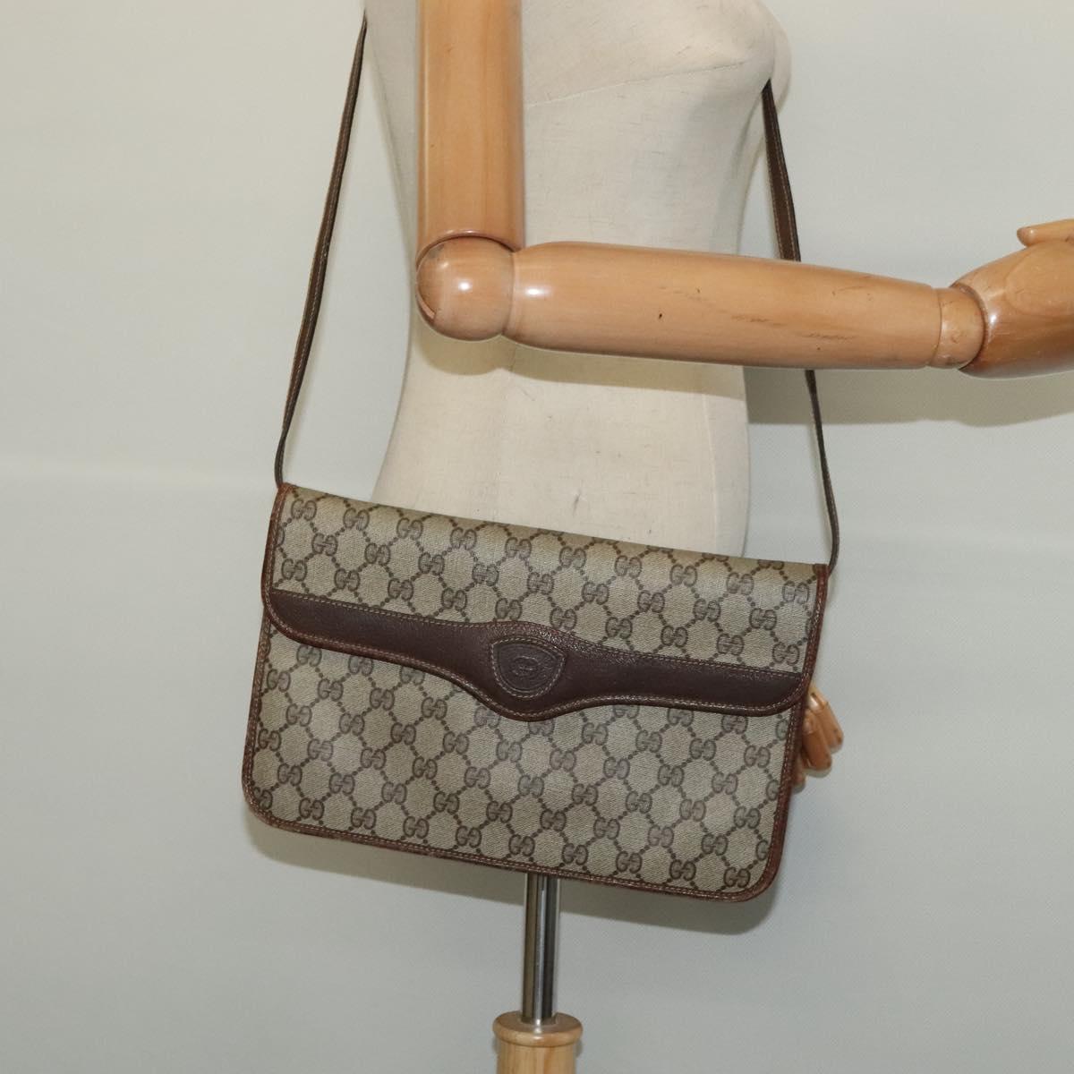 GUCCI GG Supreme Shoulder Bag PVC Beige Gold 004 904 0671 Auth ep10822