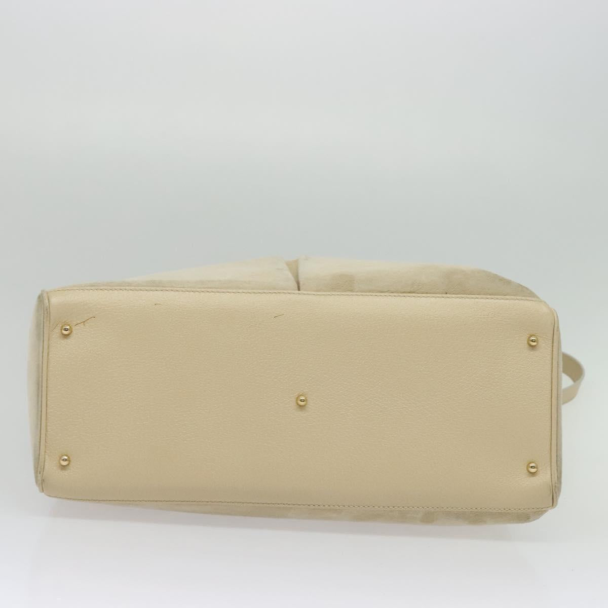 GUCCI Bamboo Hand Bag Suede 2way Beige Gold 002 2855 0322 0 Auth ep10823