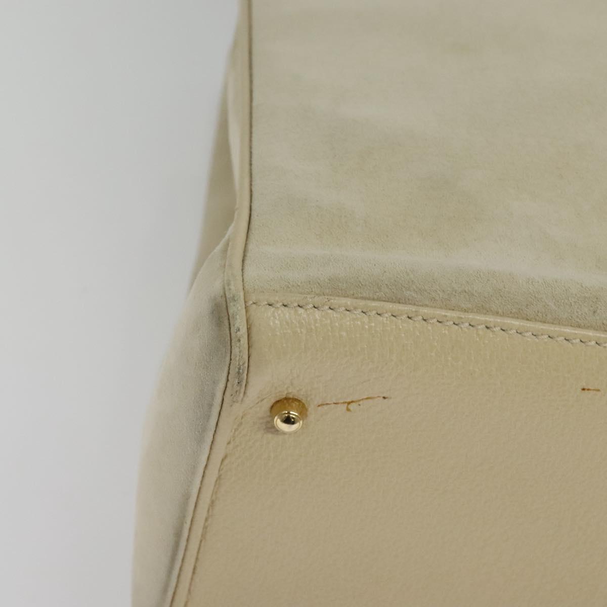 GUCCI Bamboo Hand Bag Suede 2way Beige Gold 002 2855 0322 0 Auth ep10823