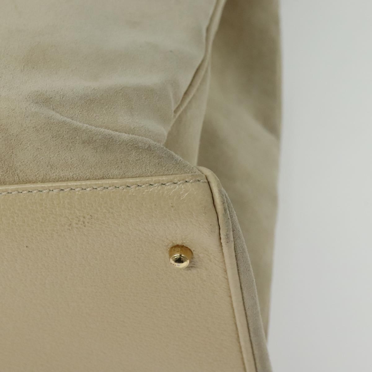 GUCCI Bamboo Hand Bag Suede 2way Beige Gold 002 2855 0322 0 Auth ep10823