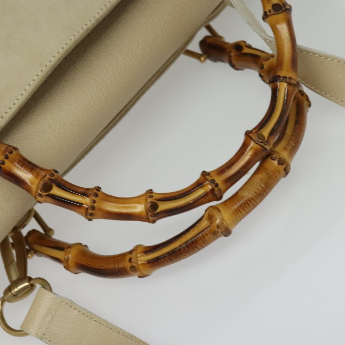 GUCCI Bamboo Hand Bag Suede 2way Beige Gold 002 2855 0322 0 Auth ep10823